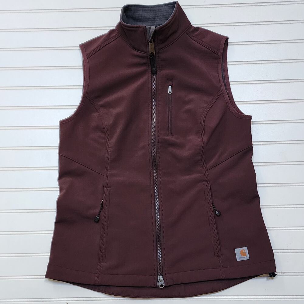 Carhartt Women's Denwood Full-Zip Softshell Vest Size S (4-6) Maroon